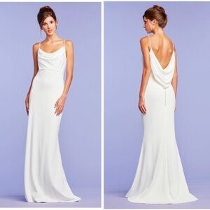 TADASHI SHOJI TUCKER DRAPED SLIP GOWN